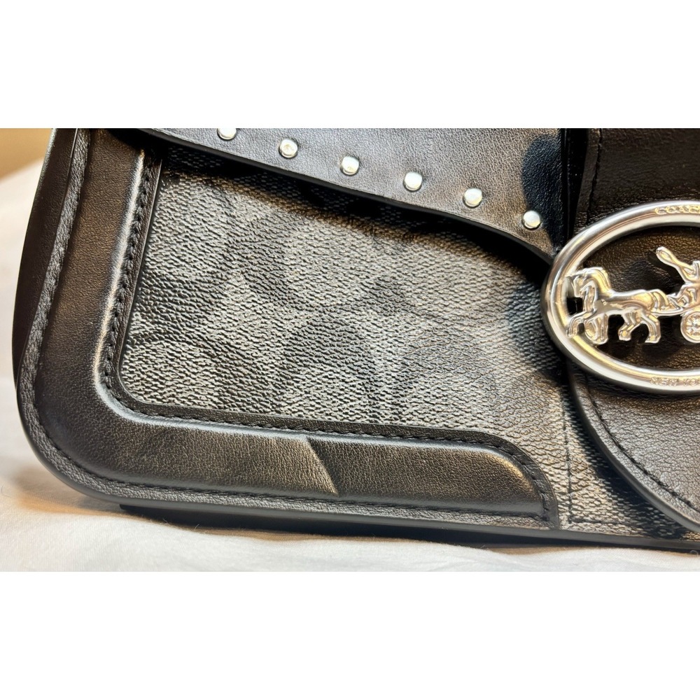 Black Coach Georgie Woman's Leather Signature Shoulder Bag W/ Silver Accents - Picture 3 of 16